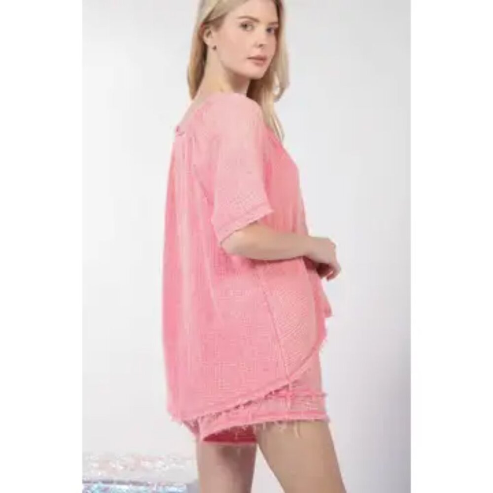 NWT  Plus Size matching top and short set CottonWashed Cotton Crinkle Gauze - Picture 8 of 11